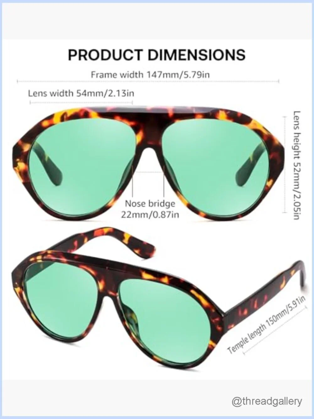 Retro Oversized Aviator Sunglasses UV400 Protection Shades